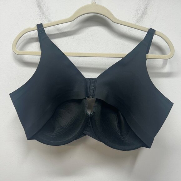 Cacique Black Full Coverage Underwire Bra 40DD Smooth Back Support Nylon Blend - Picture 3 of 10